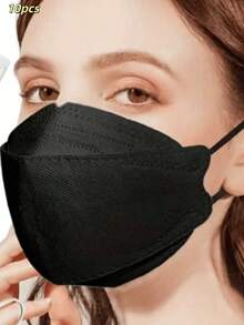 50PCS Disposable 4-Layer 3D Face Masks, Breathable And Comfortable, Suitable For Men And Women - Black And White - Multicolor - View 4
