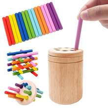 Montessori Wooden Color Sorting Fine Motor Toy, Toddler Color Matching Educational Puzzle With Storage Bucket, Reusable Early Learning Toy, 18 Months+ - Multicolor - View 9