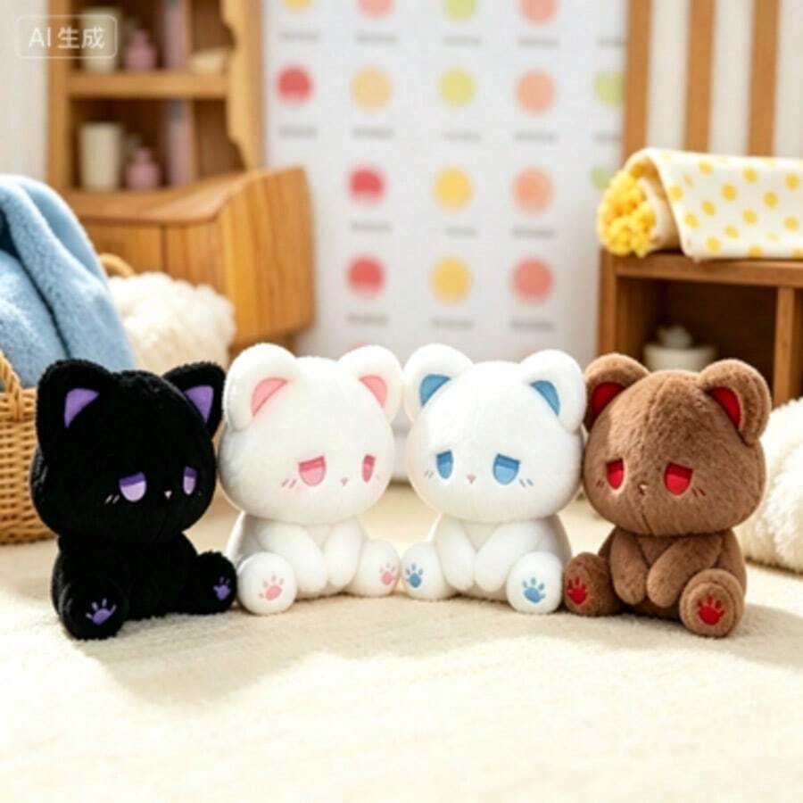 可爱毛绒猫咪玩偶，柔软填充，适合家居装饰、房间摆设、派对装饰、工作伴侣、柔软毛绒抱枕、生日惊喜礼物，也适合儿童节/母亲节/复活节/万圣节/圣诞节礼物，送给女孩/孩子的礼物，儿童玩偶，儿童节礼物，生日礼物，派对小礼物。也是返校季和毕业季的完美纪念品。