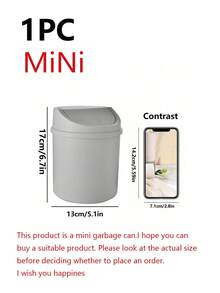 1个带盖迷你垃圾桶，小型桌面垃圾桶，塑料桌面垃圾桶，旋转盖设计防止异味泄漏，可用于存放果皮和纸屑，保持桌面整洁，适用于浴室、家庭办公桌、咖啡桌、办公室、客厅、书房等场所。 - 彩色 - 查看 12