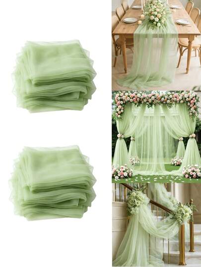 1 pieza Tela de malla transparente de color verde claro, tela decorativa de uso múltiple para decoraciones de sillas, caminos de mesa, vestidos de princesa DIY, suministros de embalaje de ramos, cortinas de tul para bodas, decoraciones para baby shower, decoraciones para fiestas de cumpleaños, suministros de decoración para aniversarios, suministros para fiestas de bebé, decoración de fondos para photocall, decoración para eventos interiores/exteriores, red para escaleras, cortinas para el hogar