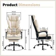 AJWF Thickened Cushion Vanity Chair, Ergonomic Office Chair, Adjustable Footrest Computer Chair, Suitable For Entertainment And Office - Beige + White - View 5