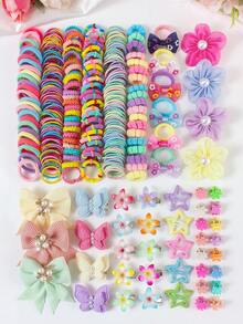 871pcs Spring Candy-Colored Sweet Girl Hair Accessories Set: Rhinestone, Pearl, Butterfly, Flower Hair Clips, Textured Bow Hair Clips, Gradient Daisy Hair Clips, Side Clips, Mesh Bow Hair Ties, Mini Claw Clips, Elastic Ruffle Hair Ties, Colorful Towel Rings, TPU Hair Ties, Suitable For Daily Wear And Parties - Multicolor - View 3