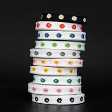 1 par de cordones de zapatos multicolor con pequeñas margaritas lindas de poliéster, adecuados para uso doméstico - Margarita gris - Ver 6