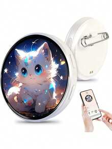 创意可连接手机挂饰徽章；智能电子徽章，带显示屏；用户可以上传照片和视频在徽章上展示；内置电池；适合作为圣诞节、生日和情人节礼物 - 查看 3