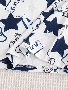 Bộ quần áo thường ngày 2 món mùa xuân/hè cho bé trai 4-7 tuổi, áo thun cổ tròn + quần short, thiết kế in chữ tương phản, chất liệu vải co giãn thoáng khí, dễ mặc, tối giản và thời trang, thoải mái và tiết kiệm, phù hợp cho mặc hàng ngày. - Màu xanh hải quân - Xem 8