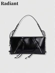 2026 Spring New Women's Large Capacity Metal Buckle Woven Handbag, Ladies Casual Shoulder Bag, Travel Bag - Black - View 12