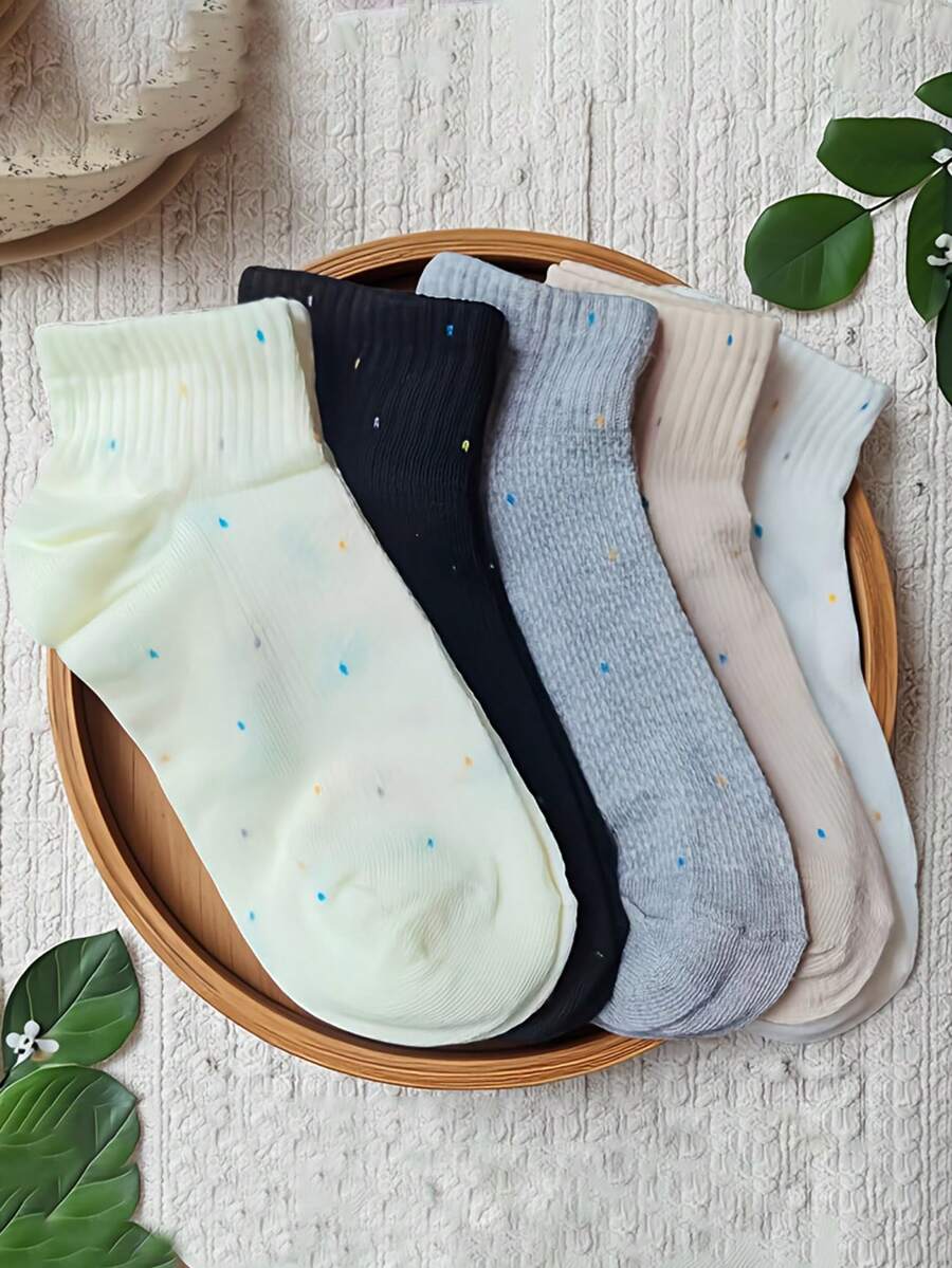 5 đôi tất mỏng thời trang họa tiết bướm và hoa mới cho mùa xuân/hè dành cho nữ. - Nhiều màu - Xem 1