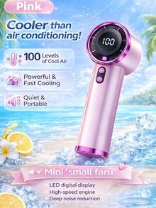 Rechargeable Handheld Electric Fan With Digital Display, 100 Wind Speeds, USB-C Charging, 1800mAh Battery, Home/Office/Travel Portable Cooling Device - A-White - View 11