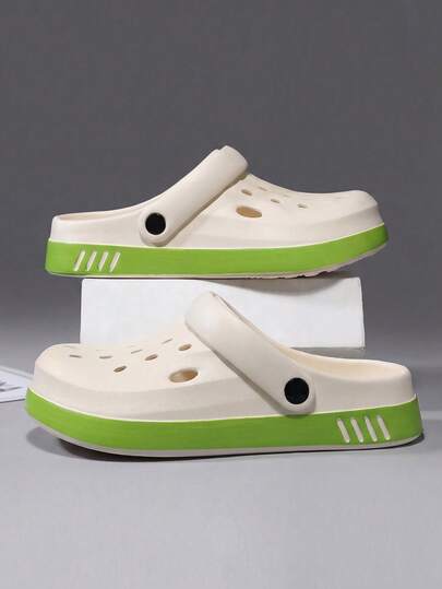 MAOLI Dép xăng đan nữ màu xanh lá cây viền trơn, kiểu dáng casual khoét lỗ, thích hợp cho mùa hè, đi biển và hoạt động ngoài trời, có dây buộc, gót hở, nhẹ, thoáng khí, đế bằng, có độ đàn hồi tốt, dép đi trong nhà unisex, dép đế bằng nữ, quà tặng ngày lễ.