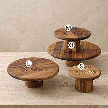 Wooden Cake Stand | Suitable For Various Purposes, Perfect For Serving Desserts, Afternoon Tea, And Displaying Cupcakes And Cakes On The Table - Camel - View 5