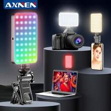 AXNEN 129 RGB Luz de anillo recargable con clip frontal y trasero, 3 modos de iluminación y atenuación RGB multinivel, adecuado para teléfonos inteligentes, dispositivos Android, iPad, computadoras portátiles, para maquillaje, fotografía móvil, selfie, vlog y talla grande - Multicolor - Ver 3