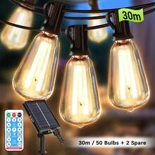 Solar String Lights, Warm White Bulbs With Remote Control, 7m/10m/15m/20m Options, Shatterproof Bulbs, Dimmable & Timing, Adjustable Lighting Modes, E12 Waterproof Solar String Lights, Suitable For Outdoor Patio, Party, Camping, Garden, Pool, Balcony Lighting - Solar Light String - View 21