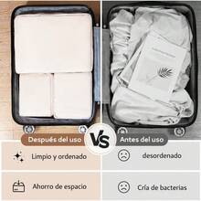 18PCS Organizadores Viaje para Maletas, Impermeable Bolsas para Viaje Organizadoras, Cosméticos de bolsas organizadoras, Organizador de equipaje para ropa, Zapatos y maquillaje (Beige) - Beige - Ver 8