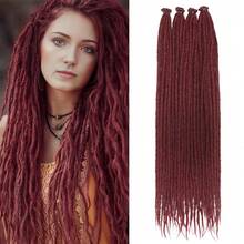 Dreadlocks Extensions, 100% Synthetic Fiber Long Straight Dreadlock Hair Extensions, Crochet Dreads For Women Men, Hip-Hop Style Hair Accessories For Daily Party Use - Burgundy - View 11