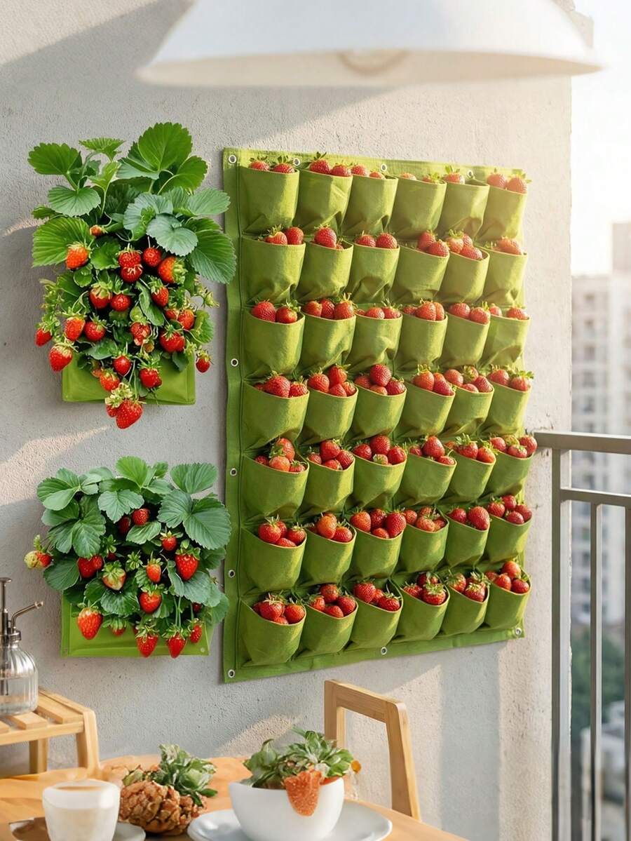 18pcs Vertical Planting Bags, Wall-Mounted Flower Growth Pockets - Multicolor - View 1