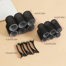 18PCS Heatless Hair Curlers Set – No Heat Styling Clips For Easy Waves & Curls, Reusable Hair Rollers For Home, Travel & Daily Styling Routine - 黑色 - 查看 4