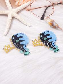 1 Đôi bông tai hình cá nhỏ bằng acrylic kiểu dáng retro lấy cảm hứng từ đại dương, thiết kế độc đáo, đa năng, phù hợp để đeo hàng ngày cho nữ. - Bông tai hình cá - Xem 3