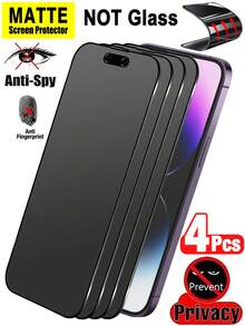 ZYSHI 4 piezas Protector de pantalla de teléfono a prueba de golpes y privacidad, película suave no de vidrio, protector de pantalla de privacidad antirreflejo mate para iPhone 17 Pro Max 16 Pro Max 6.9 pulgadas, antiespía, antihuellas dactilares, compatible con fundas de teléfono, adecuado para iPhone 17E/16 Pro Max/16 Pro/16 Plus/16/15 Pro Max/14 Pro Max/13 Mini/12/11/XS MAX/XR/8+/7 Plus, regalo de cumpleaños, familia, amigos, accesorios de teléfono, a prueba de agua, a prueba de caídas, a prueba de arañazos, regalo del Día de la Madre - 4 piezas - Ver 38