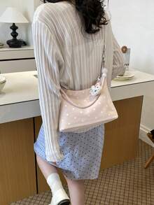 2026 New Summer Polka Dot Fashion Shoulder Bag, Soft Large Capacity Commute/School Tote Bag For Women - Pink - View 5