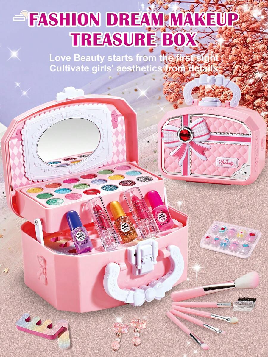儿童化妆套装，换装化妆套装，女孩角色扮演化妆玩具，互动游戏娃娃化妆礼盒，节日礼物 - 款式 - 查看 1