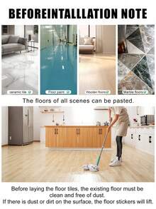 1卷40厘米（15.75英寸）宽自粘可移除防水防滑防刮高品质PVC乙烯基接触纸，现代简约深灰色木纹纹理印花，易于粘贴，适用于厨房、浴室、洗衣房、卧室、客厅、全屋等场所的地砖翻新。 - 彩色 - 查看 11