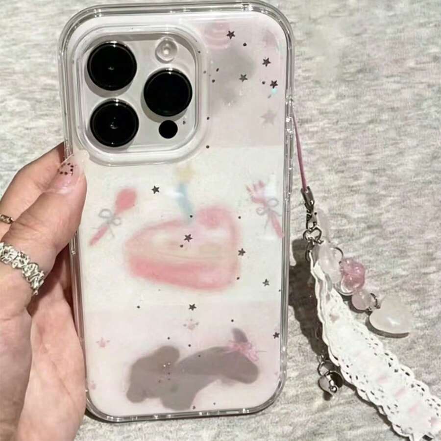 Pulsera con cuentas con diseño de cachorro de pastel estilo Y2K y funda de teléfono brillante con estrellas de purpurina, adecuada para iPhone 17 Pro Max, 17 Pro, 16 Pro Max, 15 Pro, 17 Air, 16, 14 Plus, 13, 12 Pro, 11 - Pastel de cachorro - Ver 1