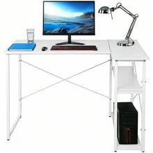 L-förmiger Spieltisch, Ecktisch mit Ablagefächern, Schreibtisch für zu Hause, 120 * 75 * 70 cm - Weiss - Übersicht 6