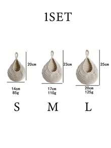 1pc Handwoven Teardrop-Shaped Storage Basket, Bohemian Style, Space-Saving Wall-Mounted Organizer, Suitable For Storing Vegetables, Potatoes, Onions, Garlic, Fresh Produce, Snacks, Toiletries, Towels, Toys And Household Items, Multifunctional Decor Piece, Fits Bohemian & Farmhouse Home Decor - White - View 16