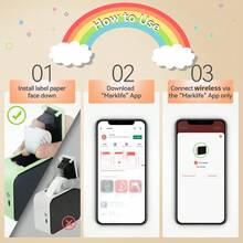 Marklife Thermal Label Printer P15,Mini Protable Bluetooth Self-Adhesive Label Printer,Wireless Sticker Maker Printer,Barcode Label Maker,Used For School Office Kitchen Business,To Tag Price/Gift/Diy Creative/Marking/Thank You Cards - Multicolor - View 9