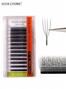12 Rows 0.07mm D Curl 4D U-Shaped Eyelash Extensions Natural Soft Lightweight U-YY Premade Volume Fans Fluffy False Lashes - D - View 11