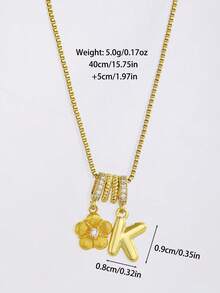1 Mặt dây chuyền hình hoa năm cánh viết tay nghệ thuật tinh tế, lấp lánh, sang trọng, đính đá Cubic Zirconia, chữ cái đầu từ A-Z, dành cho nữ, thích hợp cho trang phục mùa hè hàng ngày. Món quà tuyệt vời cho sinh nhật, ngày lễ, kỷ niệm. - Vàng - Xem 5