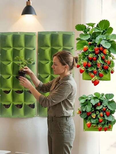 18pcs Vertical Planting Bags, Wall-Mounted Flower Growth Pockets
