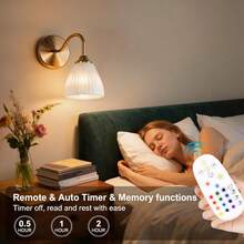 2件/1件裝電池供電壁燈，無需接線，可充電調光壁燈，配RGB燈泡與遙控器，拉絲金機身搭配白色極簡壓克力燈罩，適用於客廳、臥室、走廊裝飾 - 多色的 - 查看 8