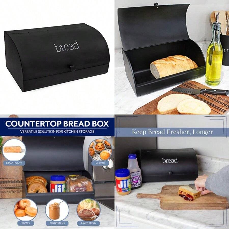 AuldHome - Caja de pan negra con diseño de granja y estilo retro esmaltado - negro - Ver 1