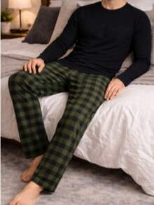 Smara Modas Men's Pajama Set, Suede Long Sleeve And Viscolycra Pants, Spring Light - Green - View 2