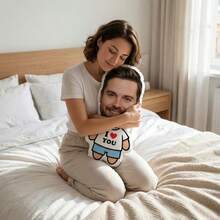 1pc Customized Face Pillow, Personalized "I Love You" Photo Print Body Shaped Cushion, Custom Portrait Plush Pillow, Creative Valentine's Day Anniversary Birthday Gift, Suitable For Couples, Boyfriend, Girlfriend, Sofa Home Decor - Upload Picture Customization - View 5