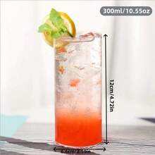 6/12pcs 300ml Transparent Glass Cups, Classic Glass Beverage Cups Suitable For Iced Coffee, Soda, Juice, Cocktail, Iced Tea, Dishwasher , Great For Home, Bar, Party, Restaurant - Transparent - View 2