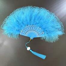 1把复古折叠扇，复古舞扇，羽毛扇，节日饰品 - 彩色 - 查看 4