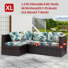 1件装树叶印花户外沙发套，涤纶弹性可拆卸半包式沙发座垫套，适用于庭院、露台、花园沙发垫 - 彩色 - 查看 13