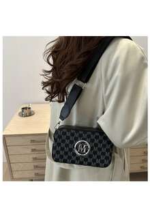 2025 New Fashion Classic Versatile Solid Color PU Waterproof Material Rhombus Design Retro Chic Metal Animal Logo Decor Square Shoulder Bag Crossbody Bag Letter Pattern Decor Design Suitable For Shopping Women Animal Print Tote Bag - 黑色 - 查看 11