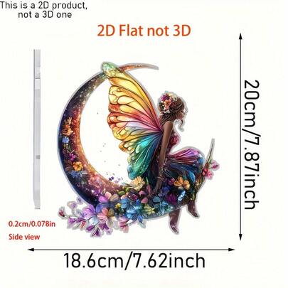 Móc treo giấc mơ hình trăng lưỡi liềm 2D, 1 chiếc, làm bằng acrylic, trang trí cửa sổ kính màu sắc rực rỡ, thích hợp để trang trí xe hơi, tường, vườn, hiên nhà, phòng ngủ, văn phòng, nhà bếp, nhà cửa và sân hiên ngoài trời, món quà hoàn hảo cho gia đình và bạn bè, trang trí cho tiệc sinh nhật, khu vườn cổ tích.