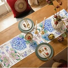 1 pièce Chemin de table décoratif imprimé de motif floral, en polyester, de forme rectangulaire, pour décoration de table de fête, décoration de maison, décoration de table de cuisine et salle à manger, décoration de pièce - Multicolore - Voir 14
