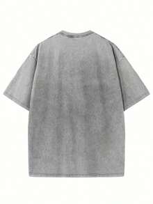 Camiseta Para Hombre"BAD DAY TO BE A ZYN" Graphic Double-Sided Printed Street Style Men's Casual Wear 230g Washed Cotton Round Neck Short Sleeve Comfortable Breathable Basic Double-Sided Printed Tee For Summer High-Quality Edgy DesignLoose And Comfortablegraphic Tees Streetwear Men - 灰色 - 查看 3