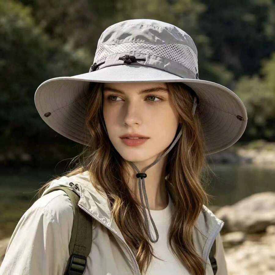 Sombrero de cubo para pesca al aire libre, ligero, con protección UV, sombreado, secado rápido, transpirable, gorra para senderismo, vacaciones, festivales - A - Ver 1