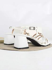 Giày cao gót trắng 7cm, giày dự tiệc hở mũi đế dày, giày cưới, sandal mũi nhọn xỏ chân. - trắng - Xem 3