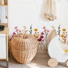 1pc Nature-Inspired Wildflower Baseboard Wall Sticker, Fresh Floral Decal For Home Wall Decor, Easy To Apply And Remove - Multicolor - View 3