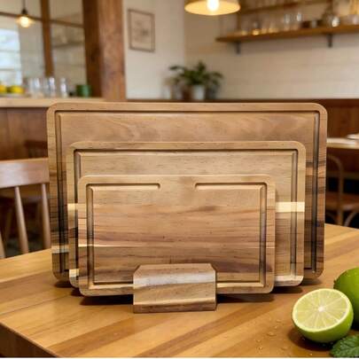 3pcs/Set Thick Non-Slip Double-Sided Cutting Board, Separate Raw & Cooked Food, Anti-Mold Anti-Slip Kitchen Chopping Board Set