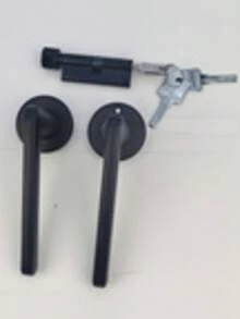 1 Set Metal Door Lock With Body, Core, Or 2 Handles, Comes With 3 Keys, Suitable For Bedroom, Room, Study Door - Black - View 4