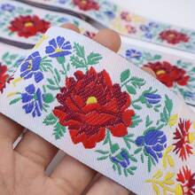 1/5码刺绣花卉提花蕾丝缎带，DIY工艺缝纫配件，适用于服装、礼品、剪贴簿、帽子、初学者缝纫 - 多色A - 查看 8